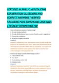 CERTIFIED IN PUBLIC HEALTH &lpar;CPH&rpar; &NewLine;EXAMINATION QUESTIONS AND &NewLine;CORRECT ANSWERS &lpar;VERIFIED &NewLine;ANSWERS&rpar; PLUS RATIONALES 2026 Q&A &NewLine;&vert; INSTANT DOWNLOAD PDF 