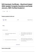 SOS Mechanic Certificate &ndash; Electrical &vert;&lpar;Latest 2026 Update&rpar; Complete Questions and Guide Answers&comma; 100&percnt; Verified Graded A&plus;
