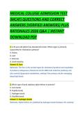 MEDICAL COLLEGE ADMISSION TEST &NewLine;&lpar;MCAT&rpar; QUESTIONS AND CORRECT &NewLine;ANSWERS &lpar;VERIFIED ANSWERS&rpar; PLUS &NewLine;RATIONALES 2026 Q&A &vert; INSTANT &NewLine;DOWNLOAD PDF 