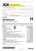 AQA GCSE MATHEMATICS 8300&sol;3H &NewLine;Foundation Tier Paper 3 Calculator &NewLine;Complete Question paper with Marking Scheme Attached