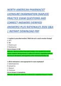 NORTH AMERICAN PHARMACIST &NewLine;LICENSURE EXAMINATION &lpar;NAPLEX&rpar; &NewLine;PRACTICE EXAM QUESTIONS AND &NewLine;CORRECT ANSWERS &lpar;VERIFIED &NewLine;ANSWERS&rpar; PLUS RATIONALES 2026 Q&A &NewLine;&vert; INSTANT DOWNLOAD PDF 