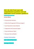 SOC 101 ASU Final exam with comprehensive questions and well elaborated correct answers graded A&plus;&period;