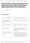 NAPSRx CNPR Exam &lpar;Revised 18th Edition&rpar; Exam Questions & Answers &vert; 100&percnt; Verified solutions &lpar;2026&rpar; UPDATE &vert;2026&excl;&excl; STUDY GUIDE EXAM&NewLine;&NewLine;
