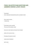 PUBLIC ADJUSTER EXAM QUESTIONS AND ANSWERS VERIFIED LATEST UPDATE