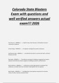 Colorado State Blasters&NewLine;Exam with questions and&NewLine;well verified answers actual&NewLine;exam&excl;&excl;&excl; 2026