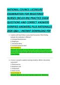 NATIONAL COUNCIL LICENSURE &NewLine;EXAMINATION FOR REGISTERED &NewLine;NURSES &lpar;NCLEX-RN&rpar; PRACTICE EXAM &NewLine;QUESTIONS AND CORRECT ANSWERS &NewLine;&lpar;VERIFIED ANSWERS&rpar; PLUS RATIONALES &NewLine;2026 Q&A &vert; INSTANT DOWNLOAD PDF 