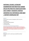 NATIONAL COUNCIL LICENSURE &NewLine;EXAMINATION FOR PRACTICAL NURSES &NewLine;&lpar;NCLEX-PN&rpar; PRACTICE EXAM QUESTIONS &NewLine;AND CORRECT ANSWERS &lpar;VERIFIED &NewLine;ANSWERS&rpar; PLUS RATIONALES 2026 Q&A &NewLine;&vert; INSTANT DOWNLOAD PDF