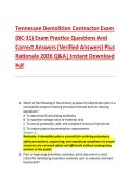 Tennessee Demolition Contractor Exam &NewLine;&lpar;BC-31&rpar; Exam Practice Questions And &NewLine;Correct Answers &lpar;Verified Answers&rpar; Plus &NewLine;Rationale 2026 Q&A&vert; Instant Download &NewLine;Pdf 
