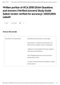 Written portion of HCA 201B EXAM Questions and Answers &lpar;Verified Answers&rpar; Study Guide &lpar;latest version verified for accuracy&rpar; &vert; 20252026 Latest&excl;&excl;&NewLine;&NewLine;
