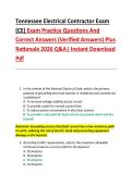 Tennessee Electrical Contractor Exam &NewLine;&lpar;CE&rpar; Exam Practice Questions And &NewLine;Correct Answers &lpar;Verified Answers&rpar; Plus &NewLine;Rationale 2026 Q&A&vert; Instant Download &NewLine;Pdf 
