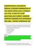 COMPREHENSIVE OSTEOPATHIC &NewLine;MEDICAL LICENSING EXAMINATION OF &NewLine;THE UNITED STATES LEVEL 3 &lpar;COMLEX&NewLine;USA LEVEL 3&rpar; PRACTICE EXAM &NewLine;QUESTIONS AND CORRECT ANSWERS &NewLine;&lpar;VERIFIED ANSWERS&rpar; PLUS RATIONALES &NewLine;2026 Q&A &vert; INSTANT DOWNLOAD PDF 