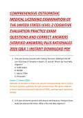 COMPREHENSIVE OSTEOPATHIC &NewLine;MEDICAL LICENSING EXAMINATION OF &NewLine;THE UNITED STATES LEVEL 2 COGNITIVE &NewLine;EVALUATION PRACTICE EXAM &NewLine;QUESTIONS AND CORRECT ANSWERS &NewLine;&lpar;VERIFIED ANSWERS&rpar; PLUS RATIONALES &NewLine;2026 Q&A &vert; INSTANT DOWNLOAD PDF 