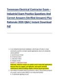Tennessee Electrical Contractor Exam &ndash; &NewLine;Industrial Exam Practice Questions And &NewLine;Correct Answers &lpar;Verified Answers&rpar; Plus &NewLine;Rationale 2026 Q&A&vert; Instant Download &NewLine;Pdf 