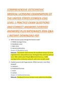 COMPREHENSIVE OSTEOPATHIC &NewLine;MEDICAL LICENSING EXAMINATION OF &NewLine;THE UNITED STATES &lpar;COMLEX-USA&rpar; &NewLine;LEVEL 1 PRACTICE EXAM QUESTIONS &NewLine;AND CORRECT ANSWERS &lpar;VERIFIED &NewLine;ANSWERS&rpar; PLUS RATIONALES 2026 Q&A &NewLine;&vert; INSTANT DOWNLOAD PDF 