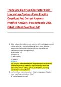 Tennessee Electrical Contractor Exam &ndash; &NewLine;Low Voltage Systems Exam Practice &NewLine;Questions And Correct Answers &NewLine;&lpar;Verified Answers&rpar; Plus Rationale 2026 &NewLine;Q&A&vert; Instant Download Pdf