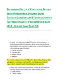 Tennessee Electrical Contractor Exam &ndash; &NewLine;Solar Photovoltaic Systems Exam &NewLine;Practice Questions And Correct Answers &NewLine;&lpar;Verified Answers&rpar; Plus Rationale 2026 &NewLine;Q&A&vert; Instant Download Pdf 
