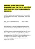 SIMUCASE DON INTERVENTION&NewLine;TRANSCRIPT 2026 TEST PAPER QUESTIONS&NewLine;AND SOLUTIONS COMPREHENSIVE GUIDE&NewLine;GRADED A&plus;