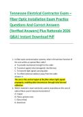 Tennessee Electrical Contractor Exam &ndash; &NewLine;Fiber Optic Installation Exam Practice &NewLine;Questions And Correct Answers &NewLine;&lpar;Verified Answers&rpar; Plus Rationale 2026 &NewLine;Q&A&vert; Instant Download Pdf  