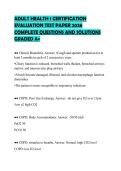 ADULT HEALTH 1 CERTIFICATION&NewLine;EVALUATION TEST PAPER 2026&NewLine;COMPLETE QUESTIONS AND SOLUTIONS&NewLine;GRADED A&plus;
