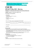 OCR GCSE &lpar;9&ndash;1&rpar; Chemistry B J258 03 Breadth in Chemistry Higher Tier Verified Question Paper With Marking Scheme 2025&sol; 2026 Exam Guide