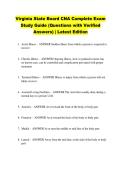 Virginia State Board CNA Complete Exam &NewLine;Study Guide &lpar;Questions with Verified &NewLine;Answers&rpar; &vert; Latest Edition 