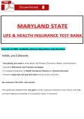 MARYLAND STATE LIFE & HEALTH INSURANCE TEST BANK