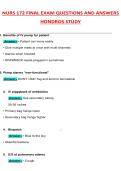 NURS 172 FINAL EXAM QUESTIONS AND ANSWERS HONDROS STUDY