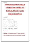 BOOKKEEPING CERTIFICATION EXAM 2026 &ndash; COMPLETE 200-QUESTION TEST BANK WITH CORRECT ANSWERS & RATIONALES&NewLine;&NewLine;