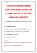BUSINESS ANALYST CERTIFICATION EXAM 2026 &ndash; COMPLETE 200-QUESTION TEST BANK WITH CORRECT ANSWERS & RATIONALES&NewLine;&NewLine;