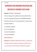 CONCEPTS FOR NURSING PRACTICE 3RD EDITION BY GIDDENS TEST BANK &ndash; 200&plus; NCLEX-STYLE QUESTIONS & CORRECT ANSWERS WITH DETAILED RATIONALES &vert; PASS YOUR NURSING EXAMS THE FIRST TIME&NewLine;&NewLine;