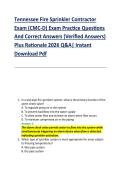 Tennessee Fire Sprinkler Contractor &NewLine;Exam &lpar;CMC-D&rpar; Exam Practice Questions &NewLine;And Correct Answers &lpar;Verified Answers&rpar; &NewLine;Plus Rationale 2026 Q&A&vert; Instant &NewLine;Download Pdf  