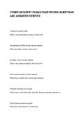 CYBER SECURITY EXAM 2 QUIZ REVIEW QUESTIONS AND ANSWERS VERIFIED