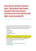 Tennessee Fire Sprinkler Contractor &NewLine;Exam &ndash; Wet Systems Exam Practice &NewLine;Questions And Correct Answers &NewLine;&lpar;Verified Answers&rpar; Plus Rationale 2026 &NewLine;Q&A&vert; Instant Download Pdf  