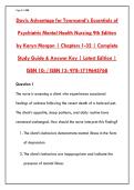 DAVIS ADVANTAGE FOR TOWNSEND&rsquo;S ESSENTIALS OF PSYCHIATRIC MENTAL HEALTH NURSING 9TH EDITION TEST BANK &ndash; 200&plus; REAL EXAM QUESTIONS & CORRECT ANSWERS WITH DETAILED RATIONALES &vert; PASS YOUR PMHN COURSE THE FIRST TIME&NewLine;&NewLine;