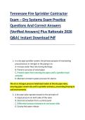 Tennessee Fire Sprinkler Contractor &NewLine;Exam &ndash; Dry Systems Exam Practice &NewLine;Questions And Correct Answers &NewLine;&lpar;Verified Answers&rpar; Plus Rationale 2026 &NewLine;Q&A&vert; Instant Download Pdf 