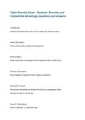 Cyber Security Exam   Systems&comma; Security&comma; and Competitive Advantage questions and answers 
