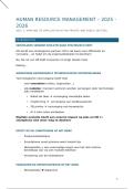 Summary Human Resource Management - 2025 - 2026