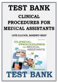 Test bank for Clinical Procedures for Medical Assistants 10th Edition all pages fully covered with test questions and answers graded A&plus;