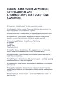 ENGLISH FAST PM3 REVIEW GUIDE&colon; INFORMATIONAL AND ARGUMENTATIVE TEXT QUESTIONS & ANSWERS