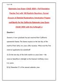  CALIFORNIA OPTOMETRY LAW EXAM &lpar;CALE&rpar; 2025 &ndash; 100 PRACTICE QUESTIONS & ANSWERS WITH RATIONALES &lpar;SB 776 UPDATED&rpar;