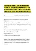 ADVANCED HEALTH ASSESSMENT AND&NewLine;CLINICAL DIAGNOSIS IN PRIMARY CARE&NewLine;7TH EDITION COMPLETE SOLUTION 2026&NewLine;QUESTIONS WITH SOLUTIONS GRADED A&plus;