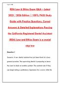 CALIFORNIA RDA LAW & ETHICS EXAM 2025-2026 &ndash; 200 PRACTICE QUESTIONS&comma; ANSWERS & RATIONALES