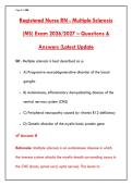 MULTIPLE SCLEROSIS &lpar;MS&rpar; EXAM 2026&sol;2027 &ndash; 200 PRACTICE QUESTIONS WITH ANSWERS & RATIONALES FOR REGISTERED NURSES&NewLine;&NewLine;