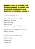 ADVANCED HEALTH ASSESSMENT AND&NewLine;CLINICAL DIAGNOSIS IN PRIMARY CARE&NewLine;7TH EDITION ACTUAL PAPER 2026&NewLine;QUESTIONS WITH ANSWERS GRADED A&plus;