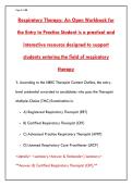 RESPIRATORY THERAPY &lpar;TMC&sol;CSE&rpar; EXAM 2025-2026 &ndash; 200 PRACTICE QUESTIONS WITH ANSWERS & RATIONALES