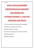 SUPPLY CHAIN MANAGEMENT CERTIFICATION EXAM PREP &ndash; 200 VERIFIED QUESTIONS WITH DETAILED RATIONALES &vert; PASS CSCP&comma; CPIM&comma; OR APICS EXAM FIRST TRY&NewLine;&NewLine;