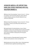 ADVANCED MEDICAL LIFE SUPPORT FINAL&NewLine;PAPER 2026 TESTED QUESTIONS WITH FULL&NewLine;SOLUTION GRADED A&plus;&NewLine;
