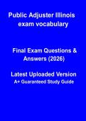 Illinois Public Adjuster Exam Vocabulary PDF &vert; Key Terms&comma; Definitions & Study Guide