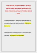 UTAH MASTER ESTHETICIAN WRITTEN EXAM &NewLine;2026&sol;2027 BANK MOST EXAM QUESTIONS WILL &NewLine;COME FROM HERE &sol;ALREADY GRADED A&plus;&vert;BRAND &NewLine;NEW&excl;&excl;