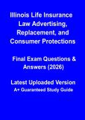 Illinois Life Insurance Law&colon; Advertising&comma; Replacement & Consumer Protection &ndash; Exam Study Guide PDF